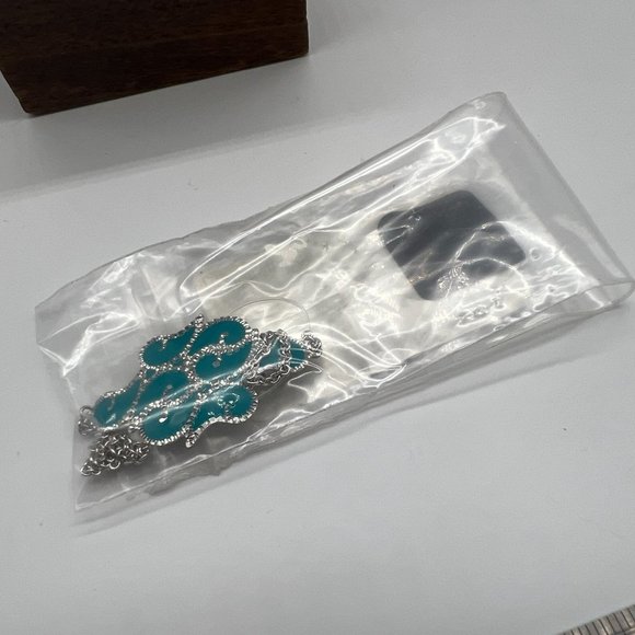 Sterling Silver 7 Inch Painted Enamel Turquoise Filigree Chain Bracelet NIP - Picture 12 of 12